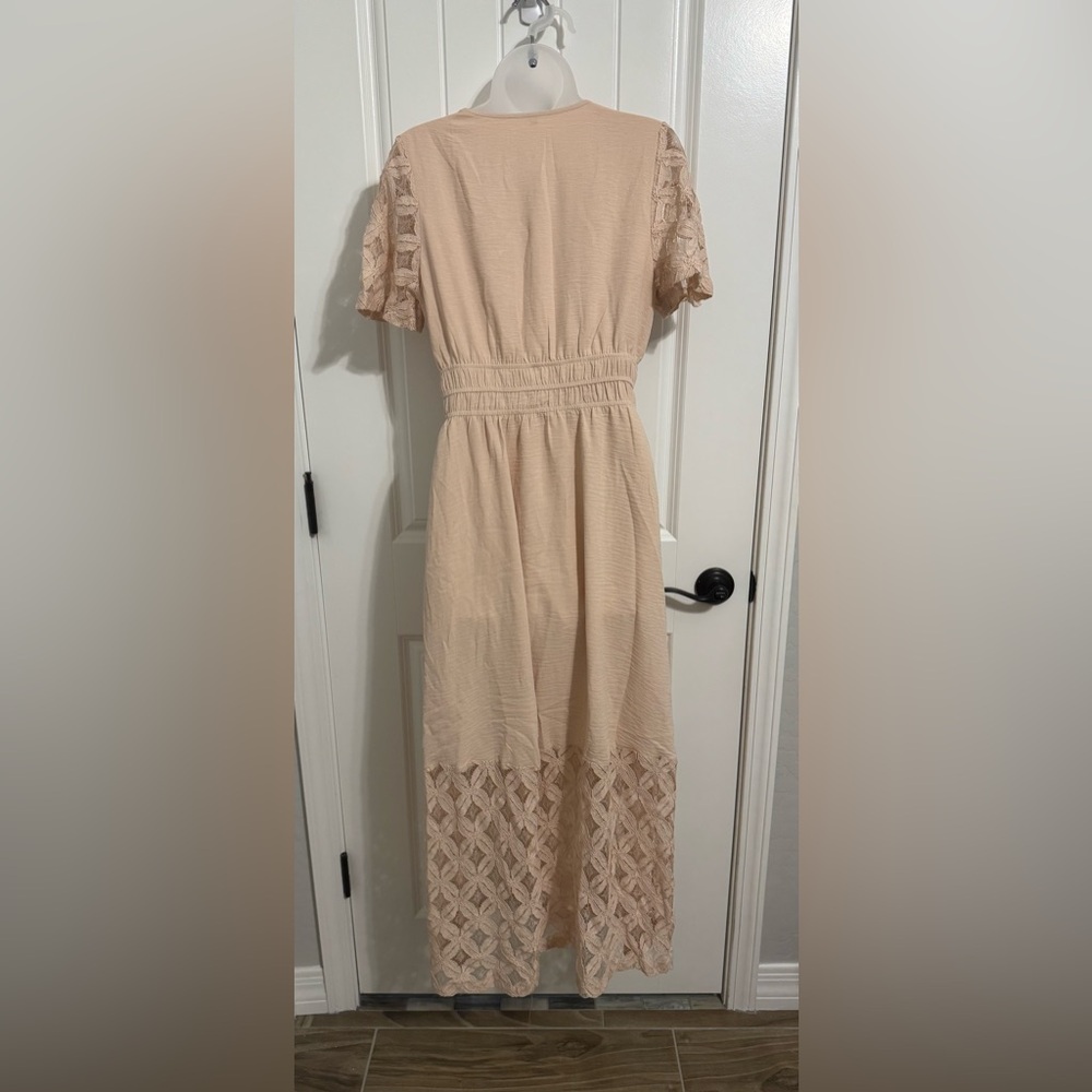 Simplee Women's Beige Boho Maxi Dress. - Picture 5 of 5